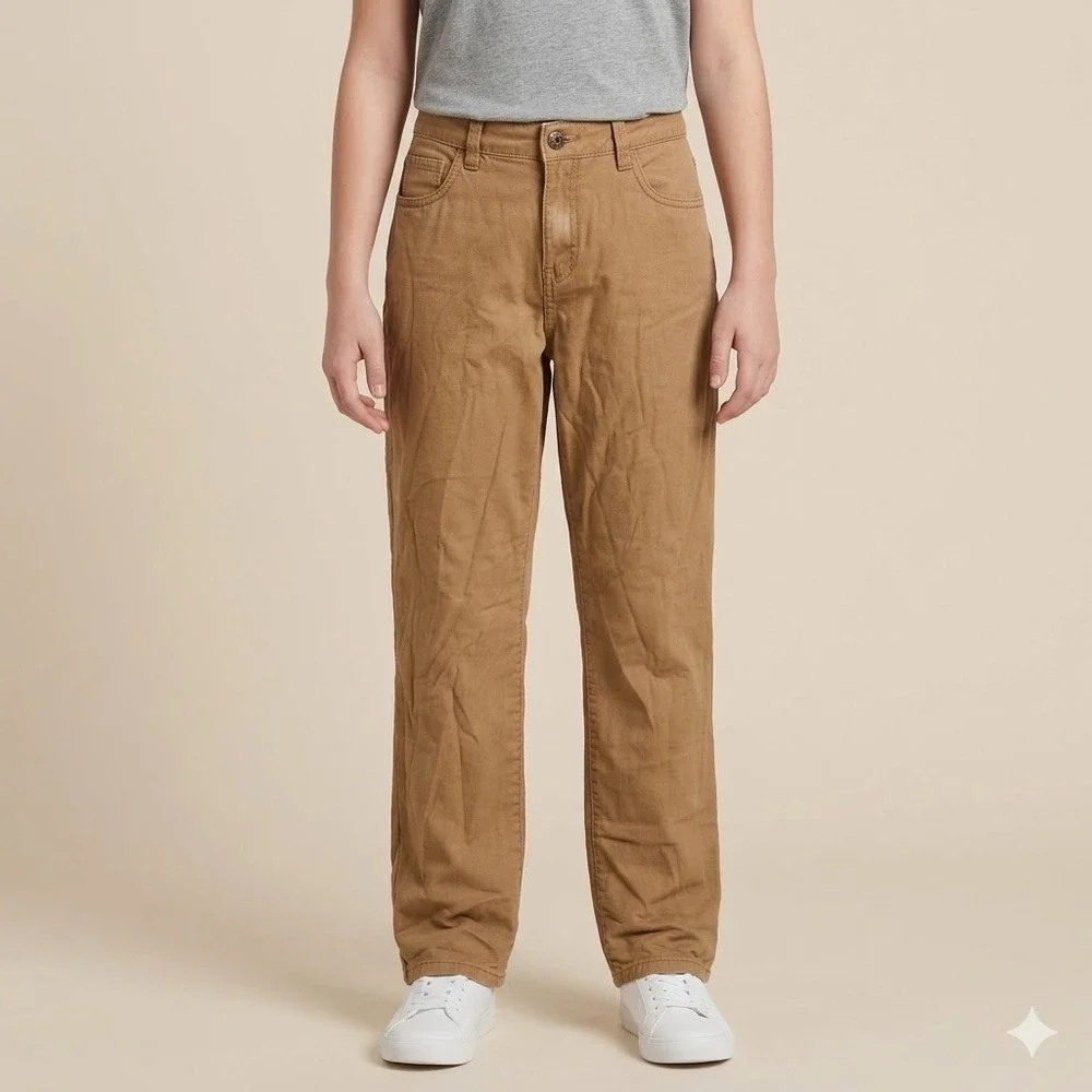 DKNY 100% Cotton Canvas Cord Pants Sz 14 Tan